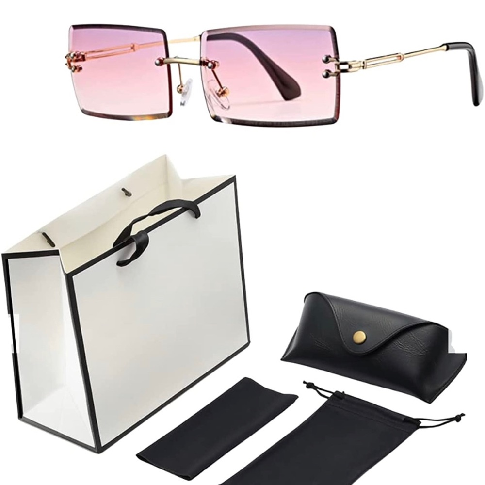 Sunglasses 5pc set: sunglasses, cloth, bags case(2)